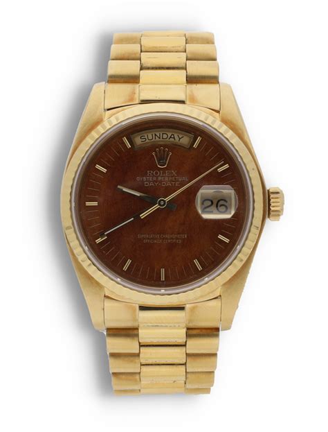 rolex day-date 18038 gold wood dial